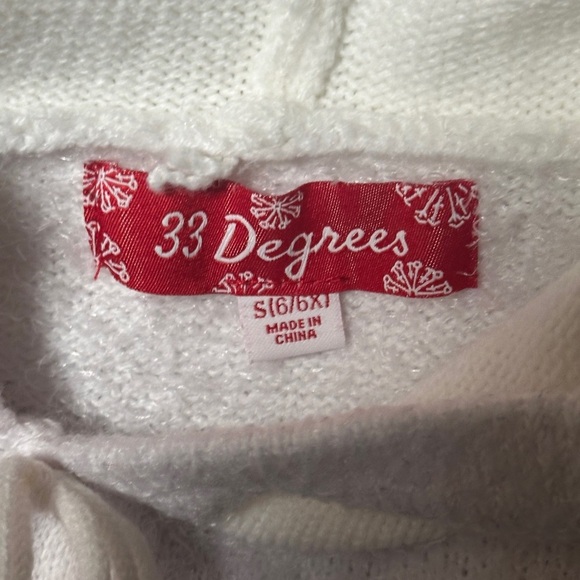 32 Degrees Red and White Knit Girls Holiday Hooded Dress - Picture 2 of 6